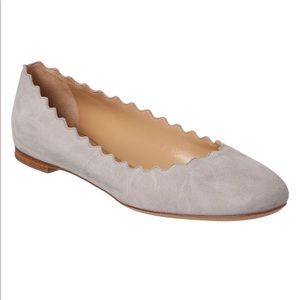 Chloe Scalloped Suede Ballerina Flat Size 40
